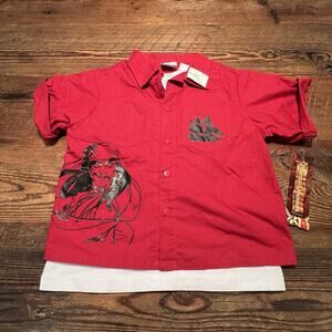 NEW Disney Pirates Of The Caribbean Button Up Shirt Boys 5T Captain Jack T-Shirt